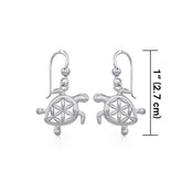 Swimming Turtle with Flower of Life Shell Silver and Gold Earrings TER1786 - Earrings
